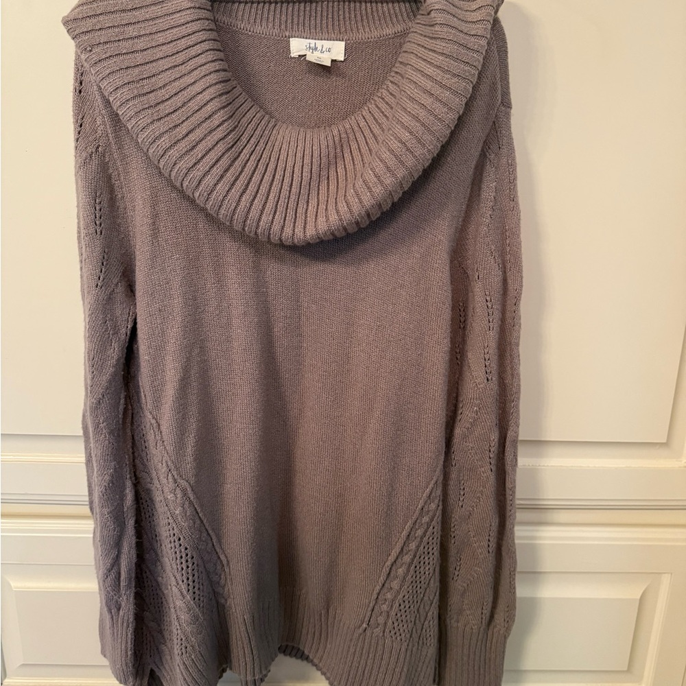 St. John's Bay Women's Heather Gray Cowl Neck Sweater